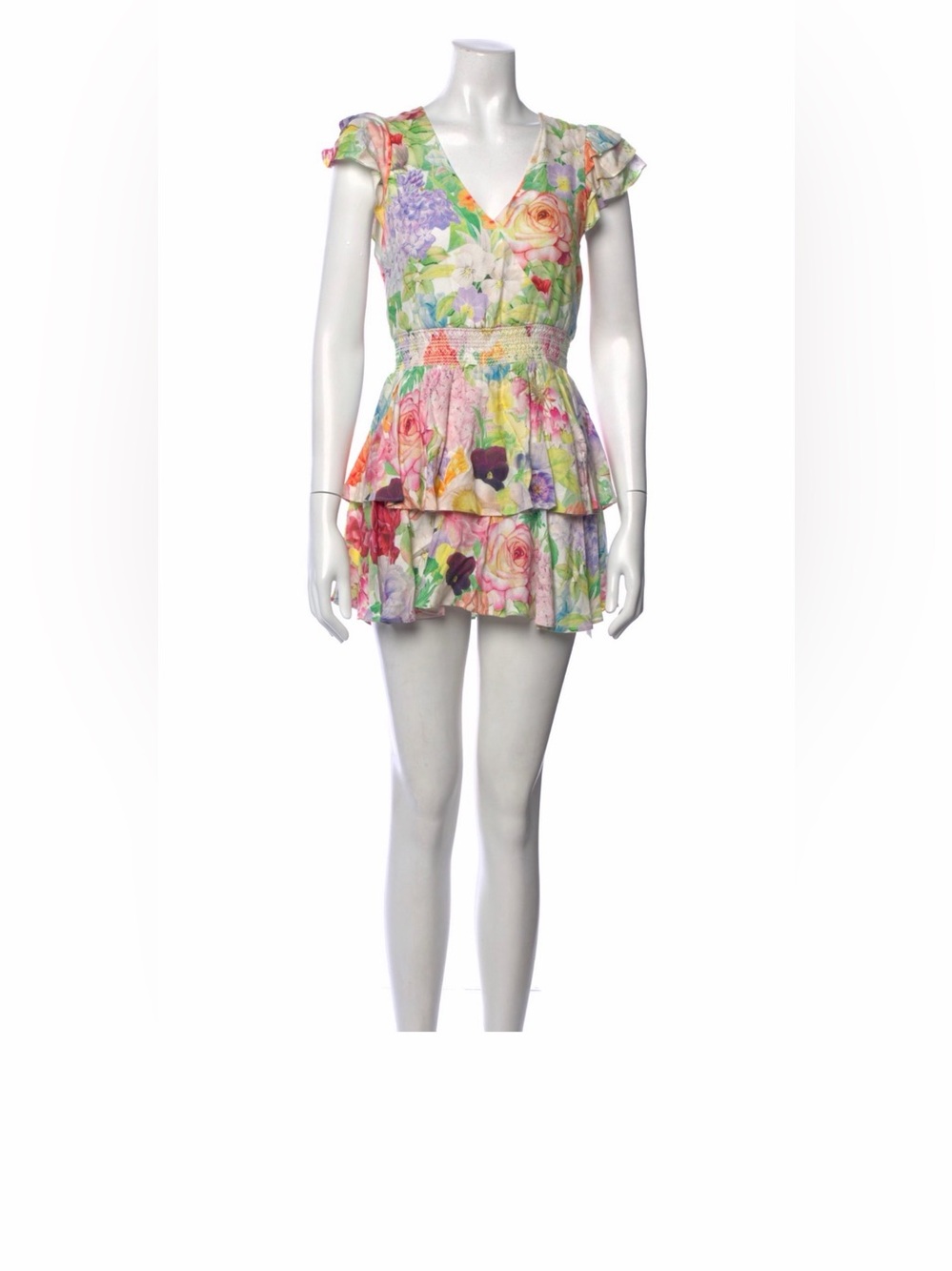 Alice + Olivia Floral Tiered Romper - Pink Multi. XS